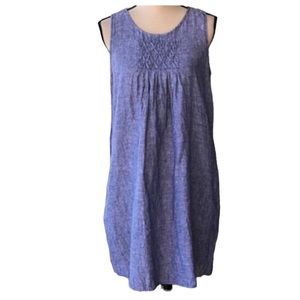 St. Tropez Blue Chambray Linen Dress